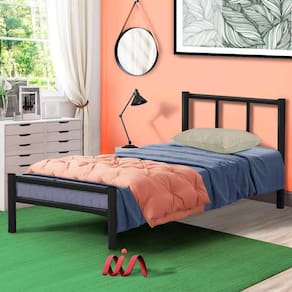 Cama De Ferro Tubular Solteiro 78 Resistente Laís Preto Primoart Preto