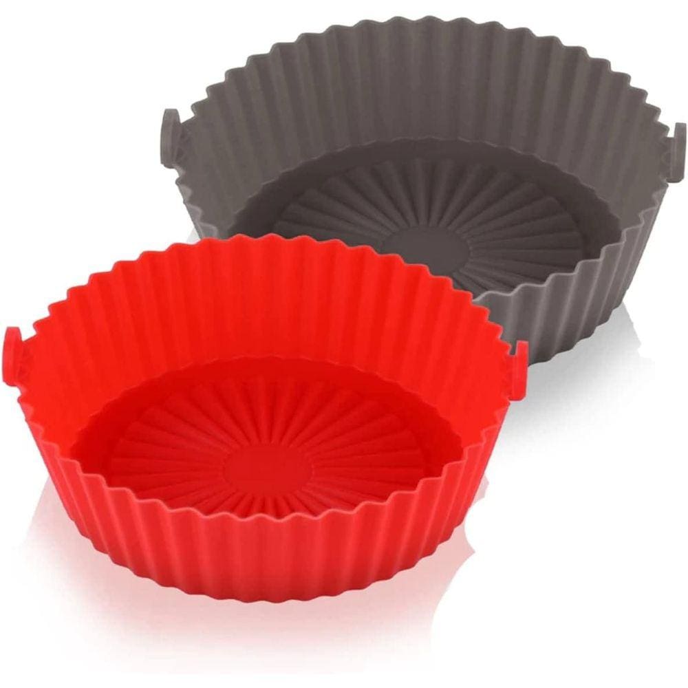 Kit 2 Peças Forma de Silicone Fritadeira Air Fryer Cesta Redonda 20CM