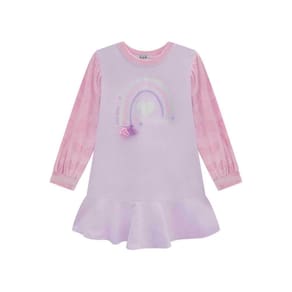 Vestido Arco-Íris em Moletom e Pelo Coração Kukiê 64242
