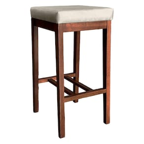 Banqueta Alta Estofada Bali 74 Cm Madeira Maciça Suede Bege CCS