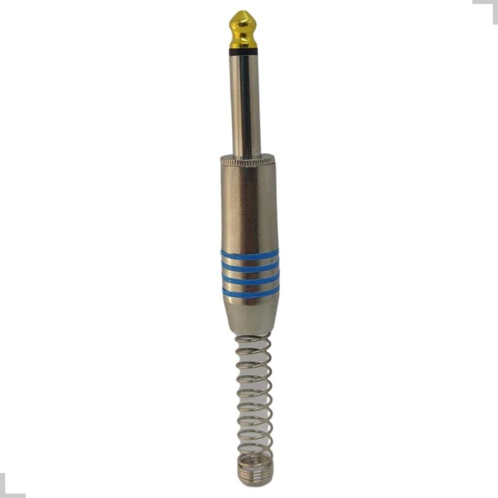 Plug P10 Mono Guitarras/Baixos Mola Espiral Ponta Níquel