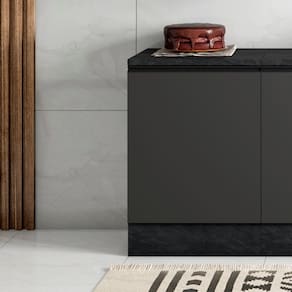 Balcão para Cozinha com Tampo 58cm 1 Porta Etina Poliman Móveis Grafite