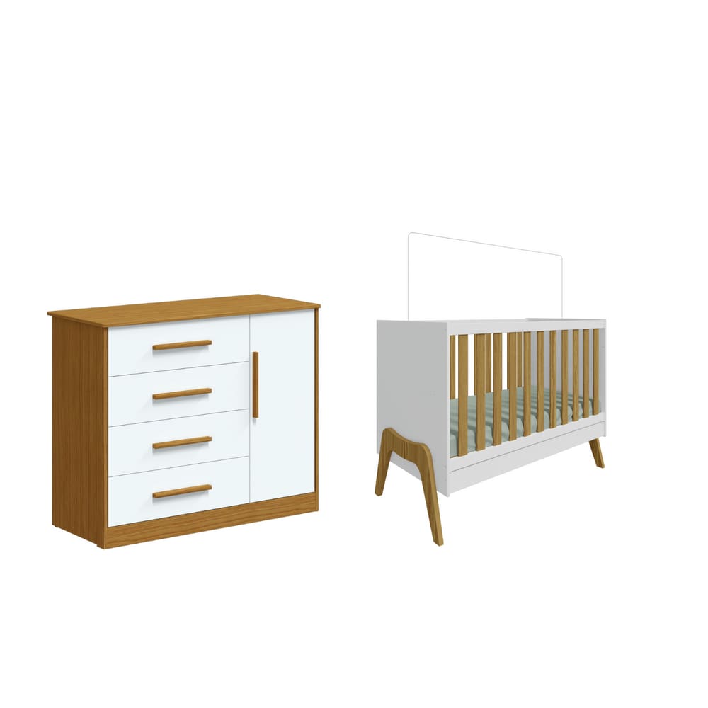 Berço Guti 5x1 e Cômoda Charlo com sapateira Moveis Peroba