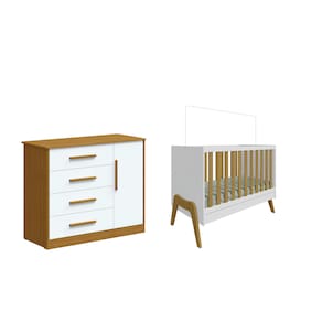 Berço Guti 5x1 e Cômoda Charlo com sapateira Moveis Peroba