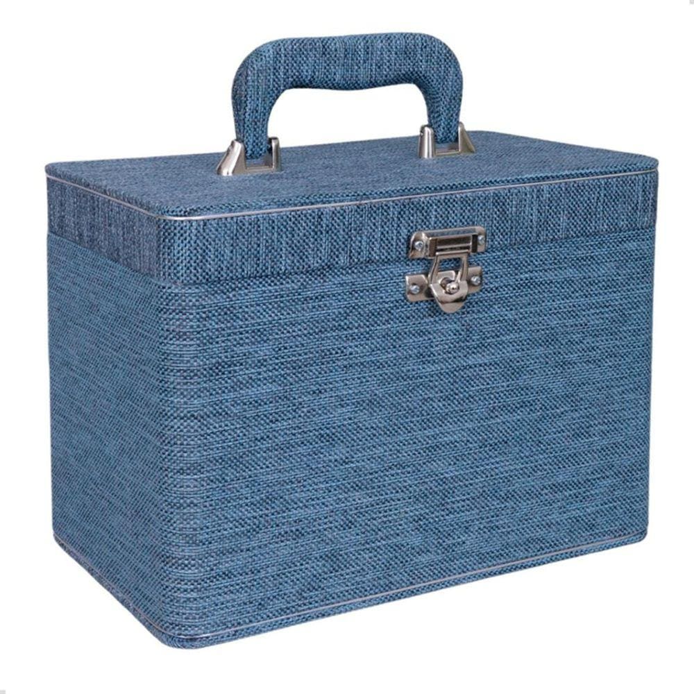 Maleta Box 240 fotos 15x21 com 4 Álbuns Fotográficos JUTA AZUL Jeans Decoração