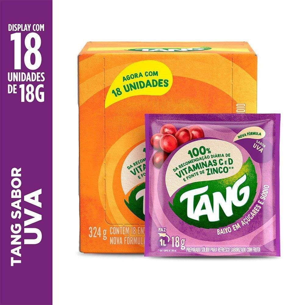 Refresco em Pó Tang Uva 18g Display com 18 Unidades