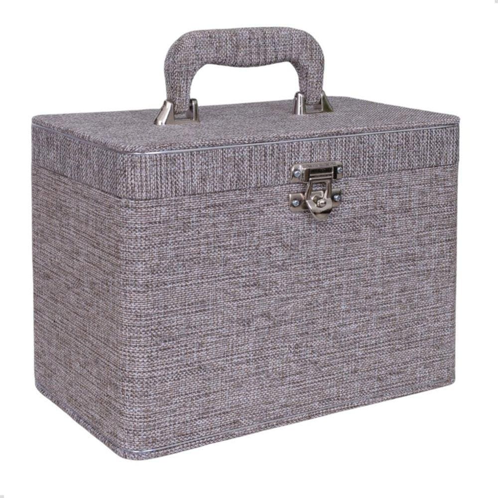 Maleta Box 240 fotos 15x21 com 4 Álbuns Fotográficos JUTA MESCLADO Marrom Cinza Branco