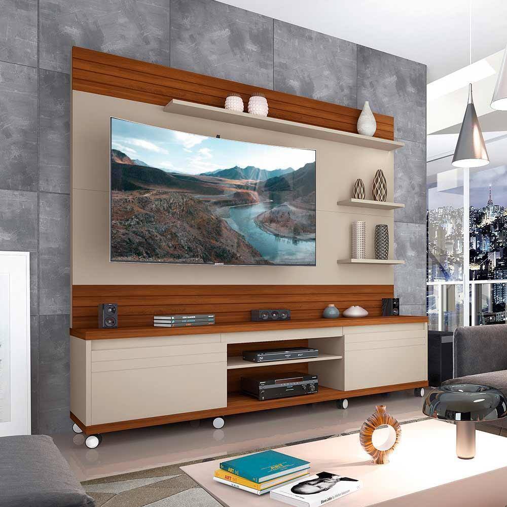 Estante home para TV 70 polegadas Cedro Off White/Freijó