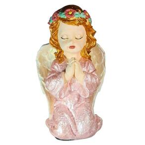Enfeite Anjo Tiara Flores | Escultura Gesso | Artesanato