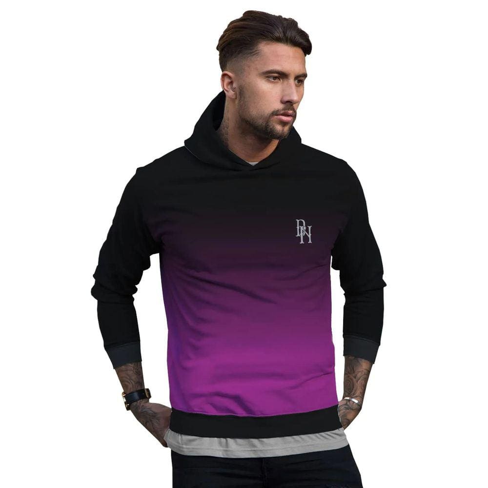 Casaco de Moletom Preto com Roxo Degradê Uva Outlet