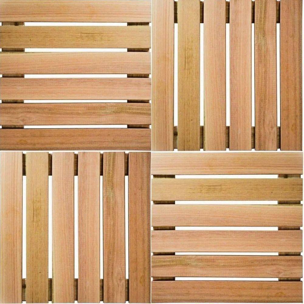 Combo Deque Madeira Pinus 50x50cm Ripado Para Jardim