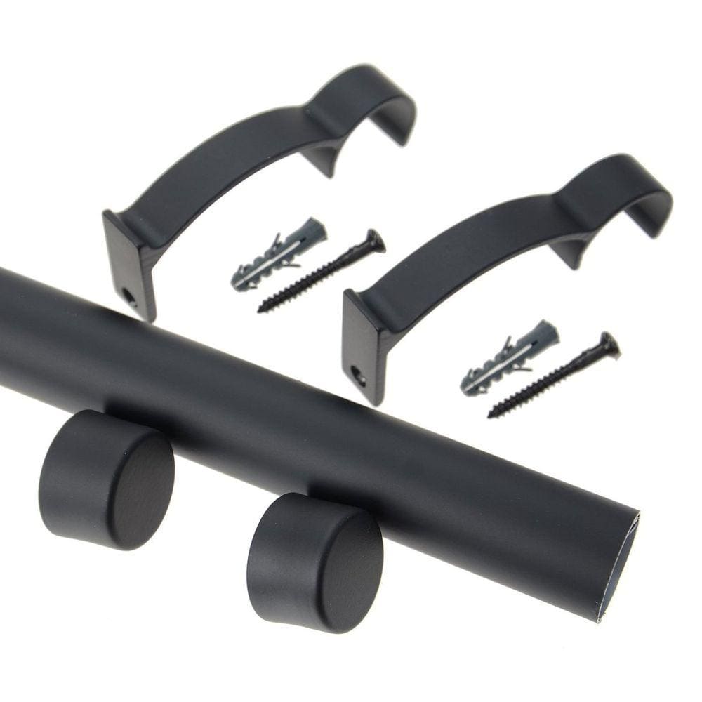 Kit Varão de Cortina Valencia 19mm 1,5m Tampa Couselo Preto