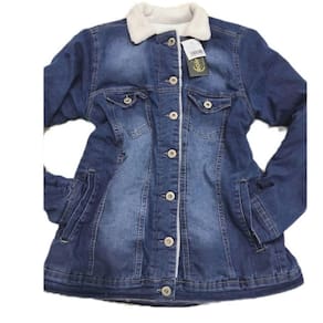 Jaqueta Feminina Jeans Com Lycra 100% Forrada Com Bolsos