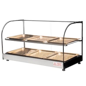 Estufa Vitrine Salgados Curva Dupla Com LED 6 Bandejas Inox Clio Tita