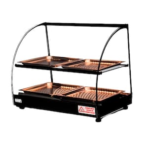 Estufa Vitrine Salgados Curva Dupla Com LED 4 Bandejas Preta Caliope Tita