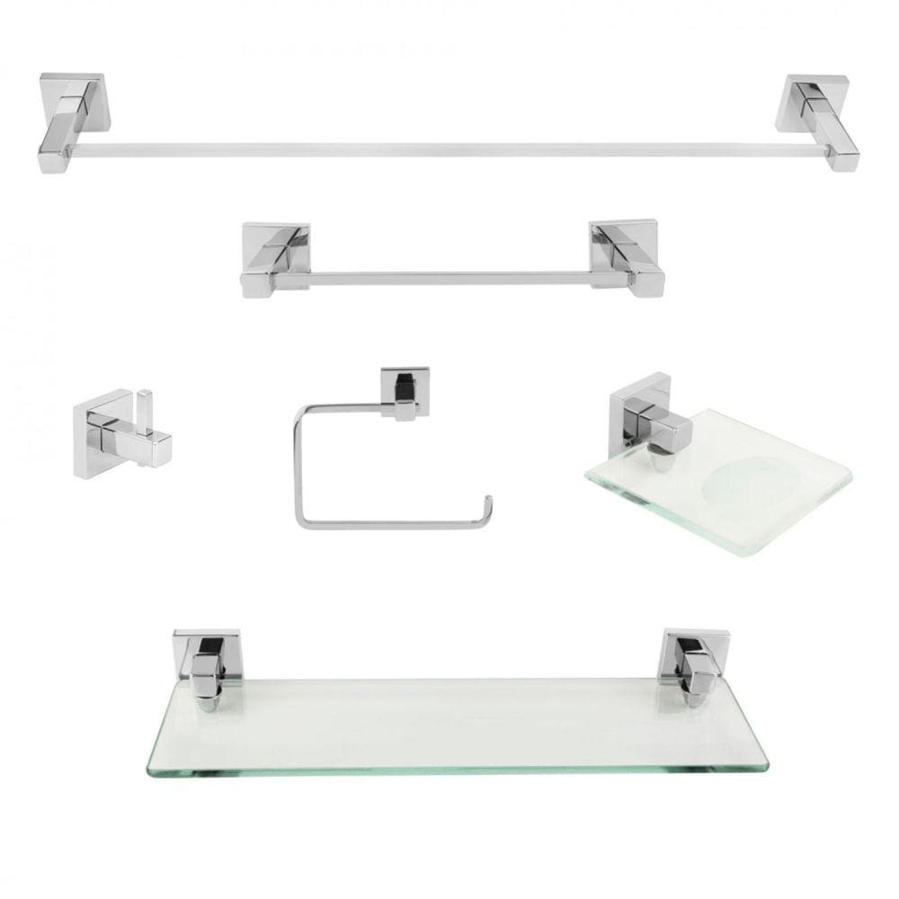 Kit Acessórios para Banheiro 6 Peças Inox Square Ducon Metais Comado
