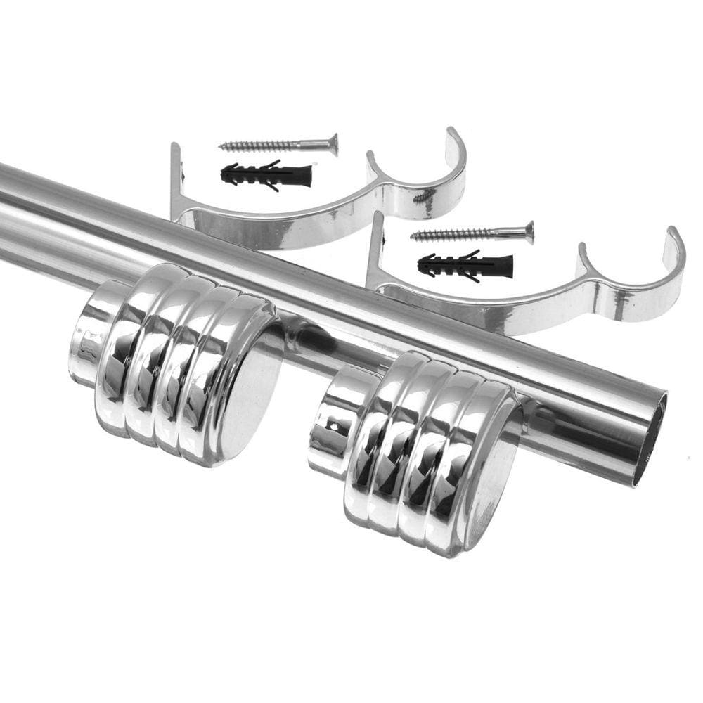 Kit Varão de Cortina Madrid 19mm 1,5 Metros Glacial Repuxada Couselo Cromado
