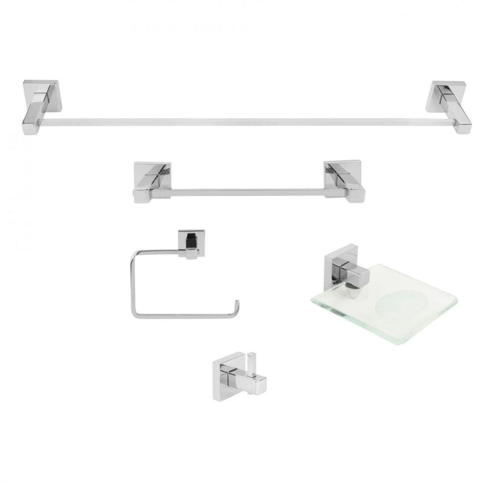 Kit Acessórios para Banheiro 5 Peças Inox Square Ducon Metais Comado