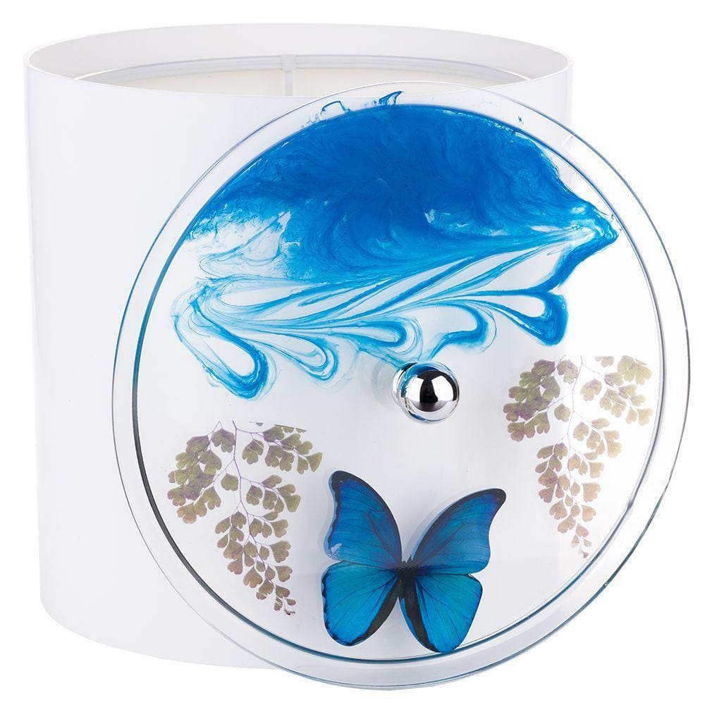Lixeira Decorada Azul Com Borboleta 20 X 20cm