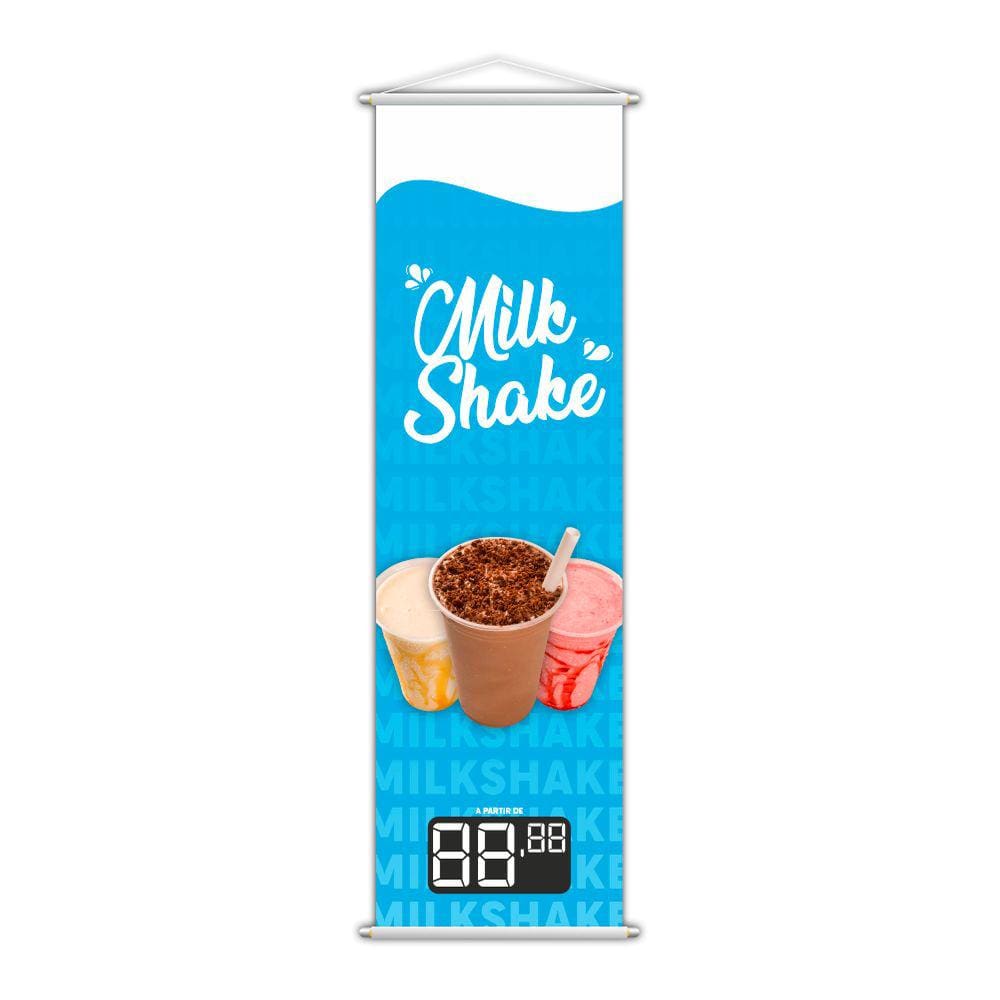 Banner Milk Shake Bebida Gelada Sorveteria Preço 100x30cm