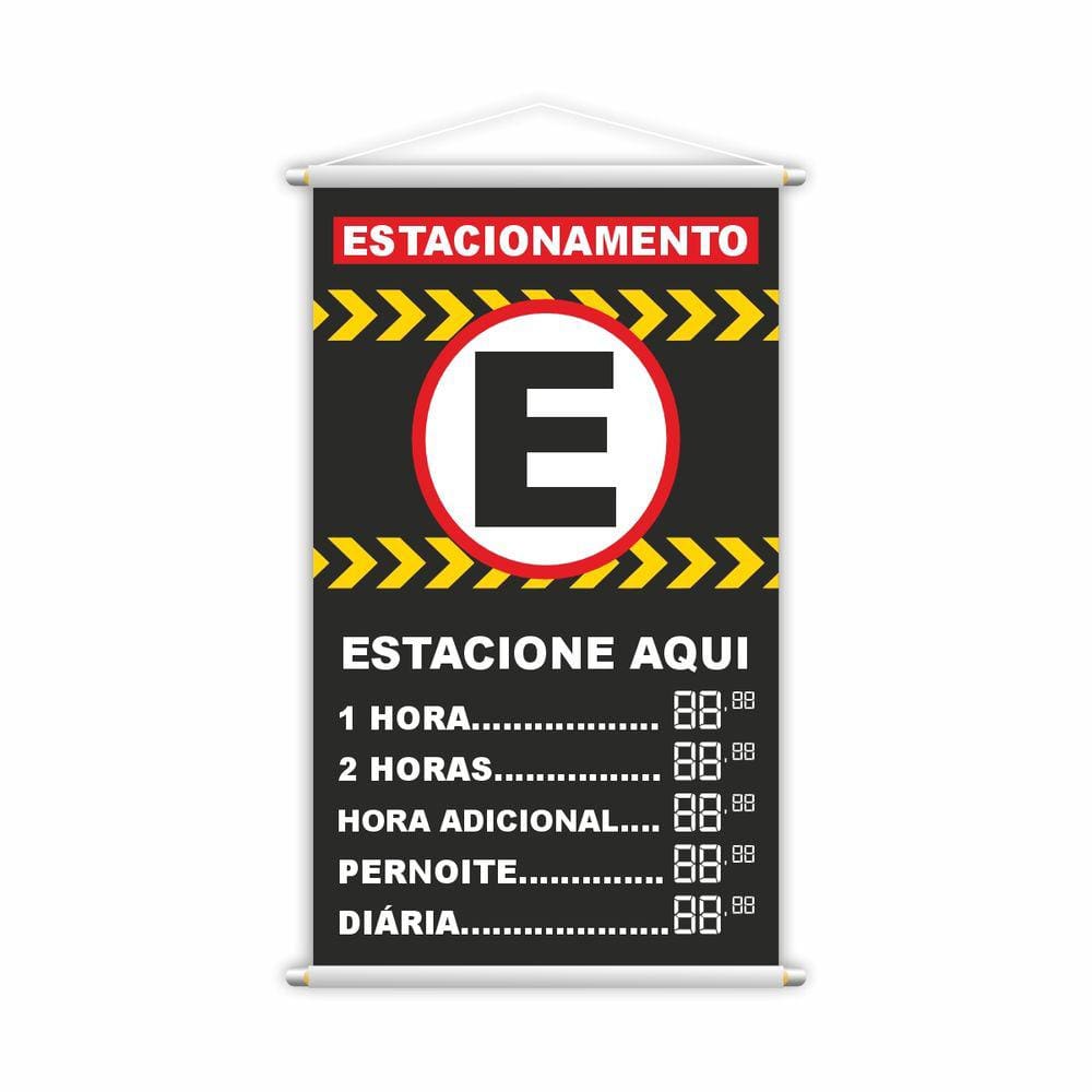 Banner Estacionamento Estacione Aqui Preços Lona 80x50cm