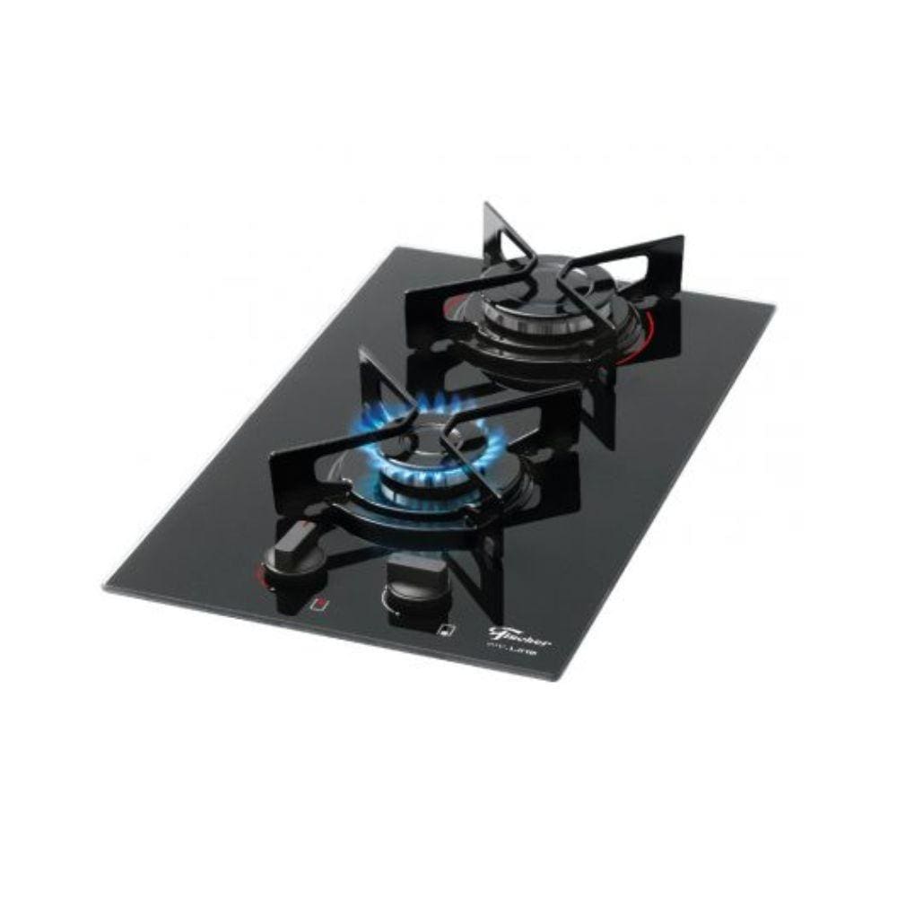 Fogão Cooktop Fischer 2Q Fit Line Gás Mesa Vidro Preto