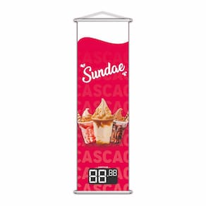Banner Sundae Sorvete Sorveteria Preço Lona 100x30cm