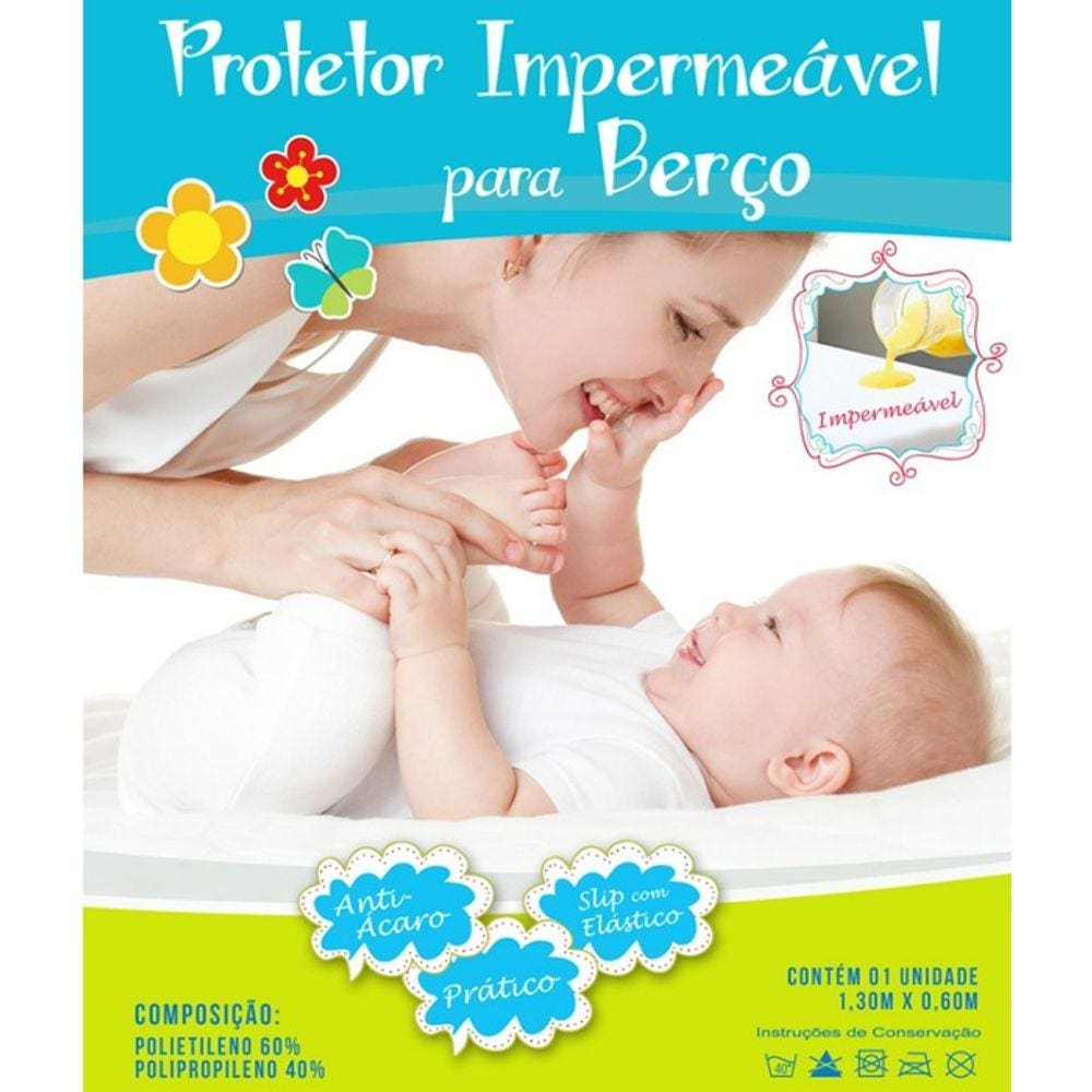 Capa Protetora De Colchão Berço Impermeável Proteção Total Anti Ácaro E Anti Xixi Com Elástico