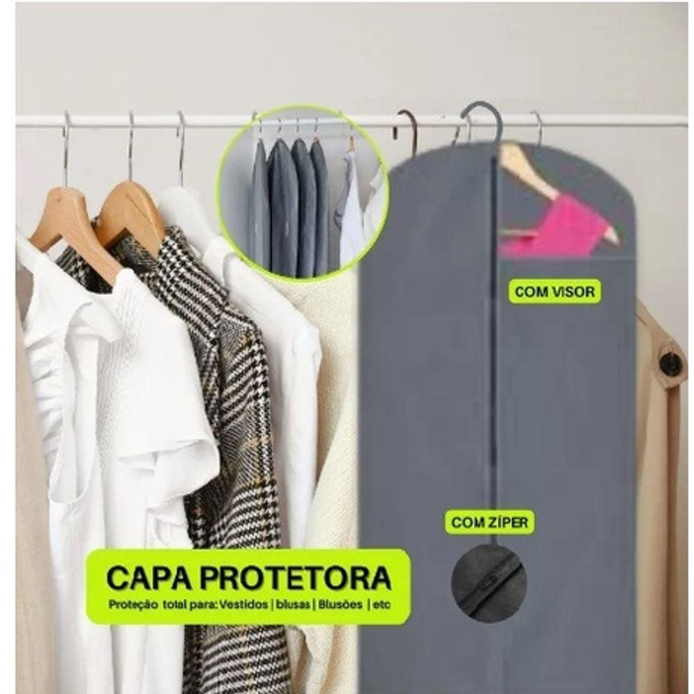 Capa Protetora De Para Roupa E Vestido Proteção Total 60X130cm