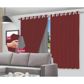 Cortina Blecaute Para Quarto Ou Sala C/ Voil Corta Luz 100% Pvc 280X220cm Com Ilhós Para Varão - Cores Diversas