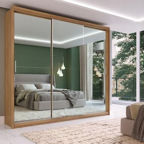 Guarda Roupa Casal 3 Portas com Espelho 4 Gavetas 100% MDF London Yescasa Amendola Touch