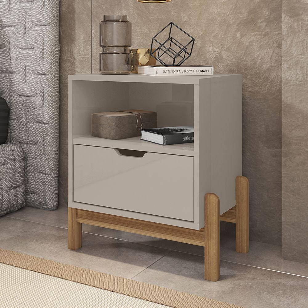 Mesa de Cabeceira 01 Gaveta Antares Off White Casa D