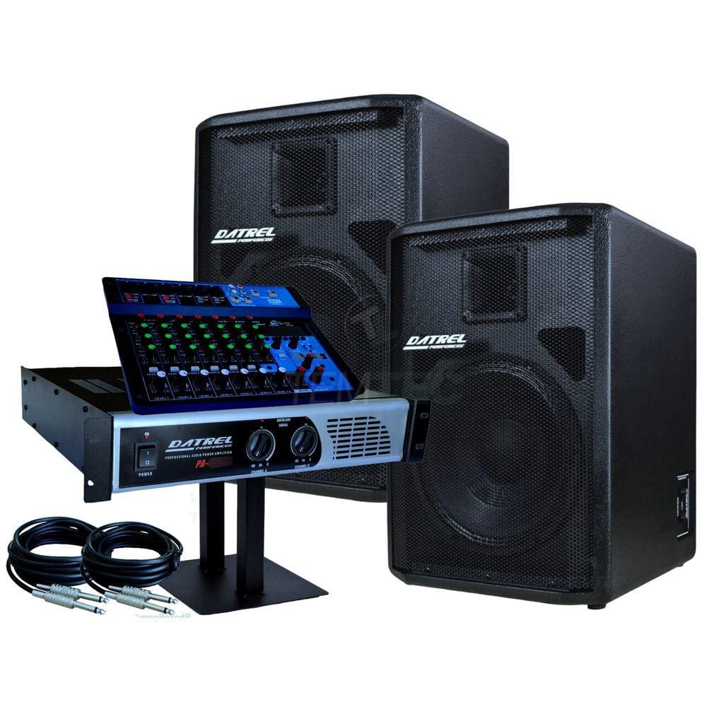 Kit Caixas Som 12P 500W Mesa Datrel Bluetooth Potência 600W