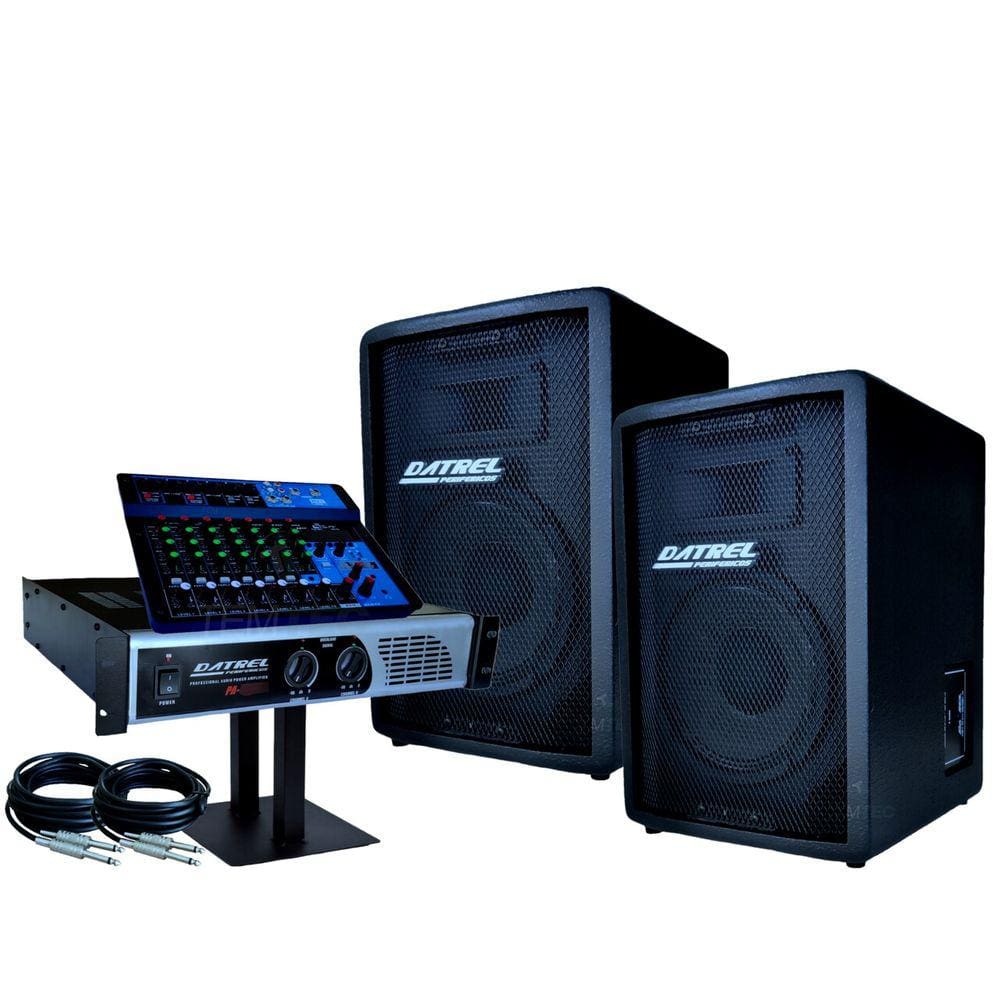 Kit Caixas Som 8P 300W Datrel Mesa Bluetooth Potência 300W
