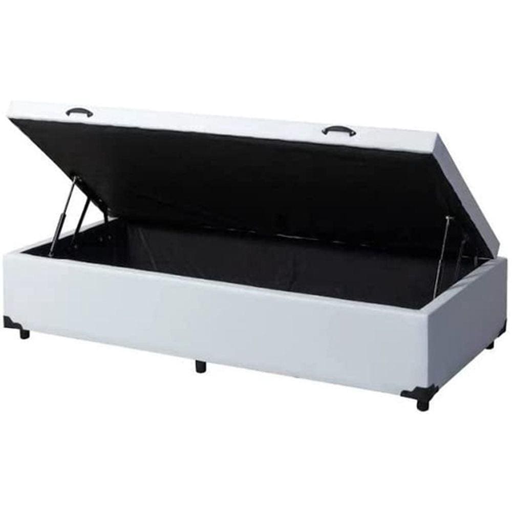 Cama Box Baú Solteiro Sintético Branco