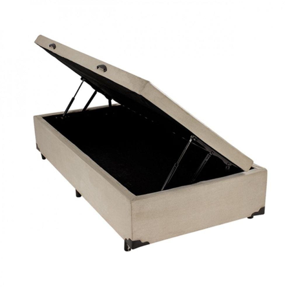 Cama Box Baú Solteiro Sintético Bege