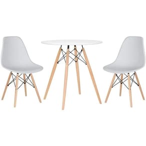 Conjunto Mesa Jantar Eiffel 70cm Branca + 2 Cadeiras Charles Eames - Branca