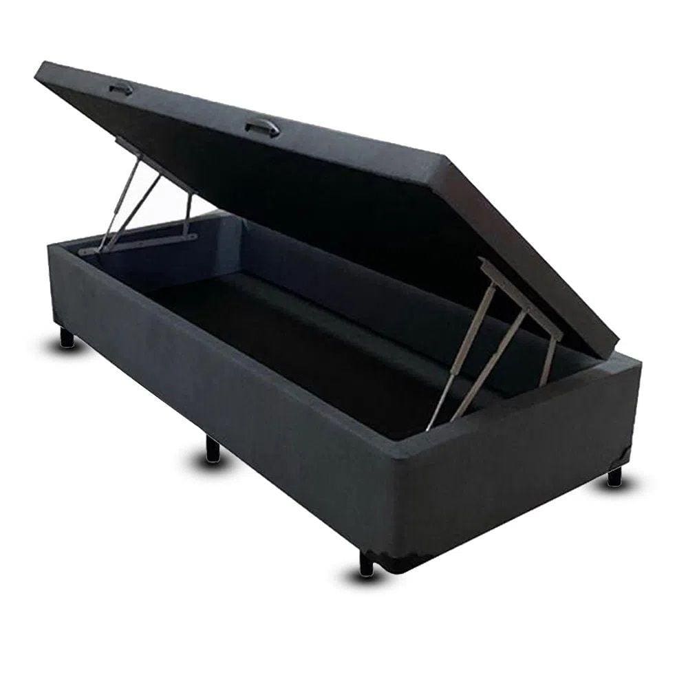 Cama Box Baú Solteiro Linhão Preto Com Pistão A Gás