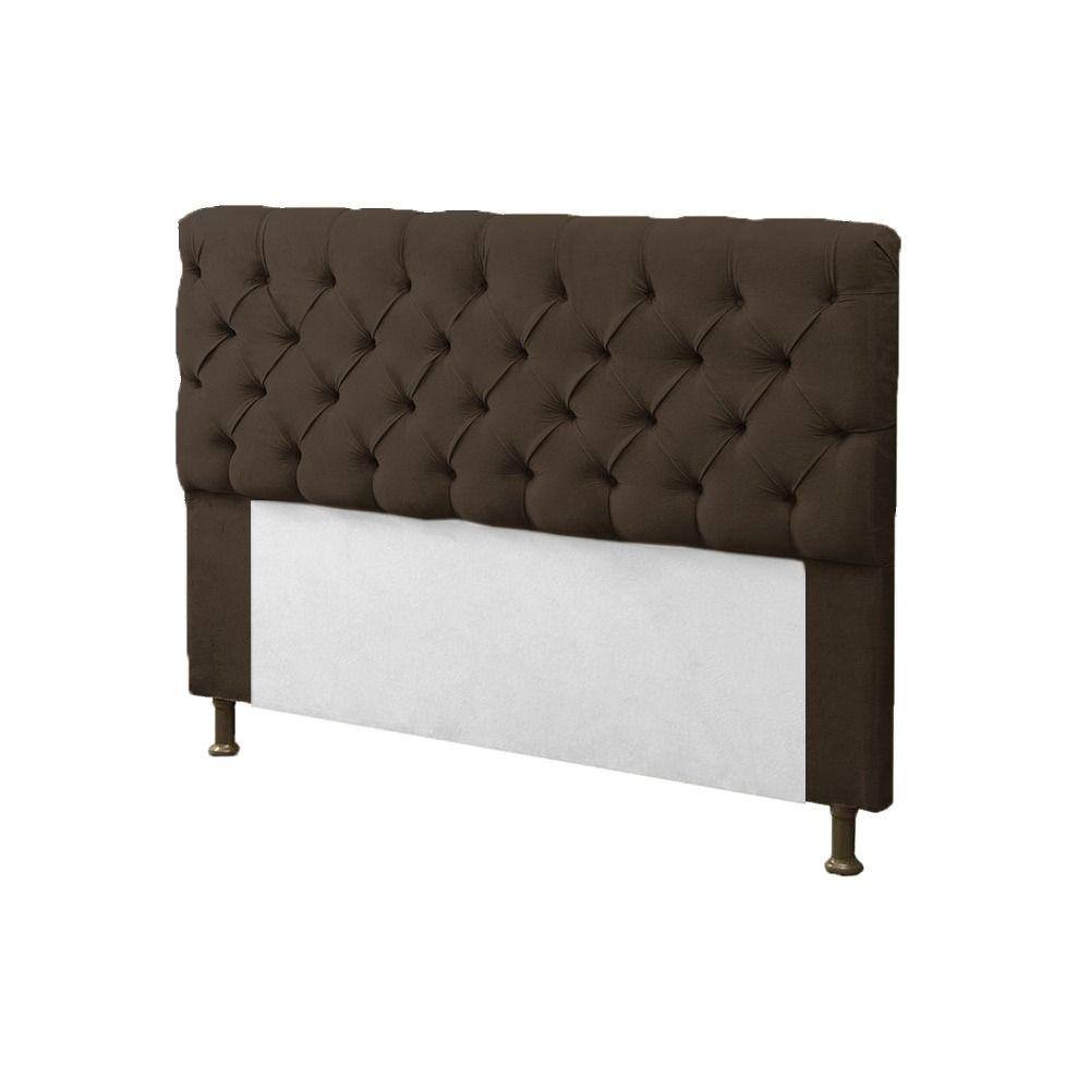 Cabeceira para Cama Box Solteiro 90cm Sofia c/ Capitonê Corano Marrom - LM DECOR