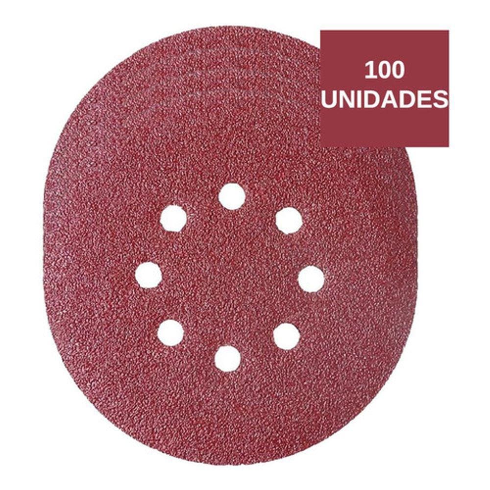 Kit 100 Disco De Lixa Vermelho Ferro 125Mm Grão 60/80 Starfer