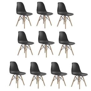 Conjunto 10 Cadeiras Eiffel PP Base Madeira Preto