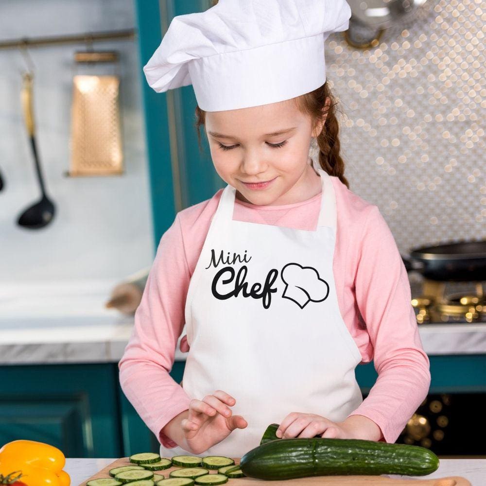 Avental De Cozinha Infantil Mini Chef Preto Branco