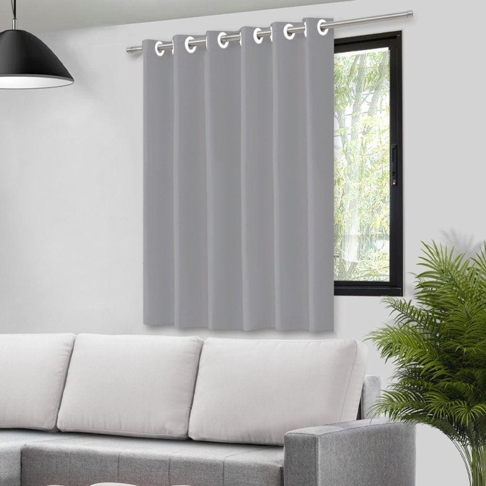 Cortina Blecaute Blackout Película Cinza Corta Luz Com Ilhós- 140X140cm
