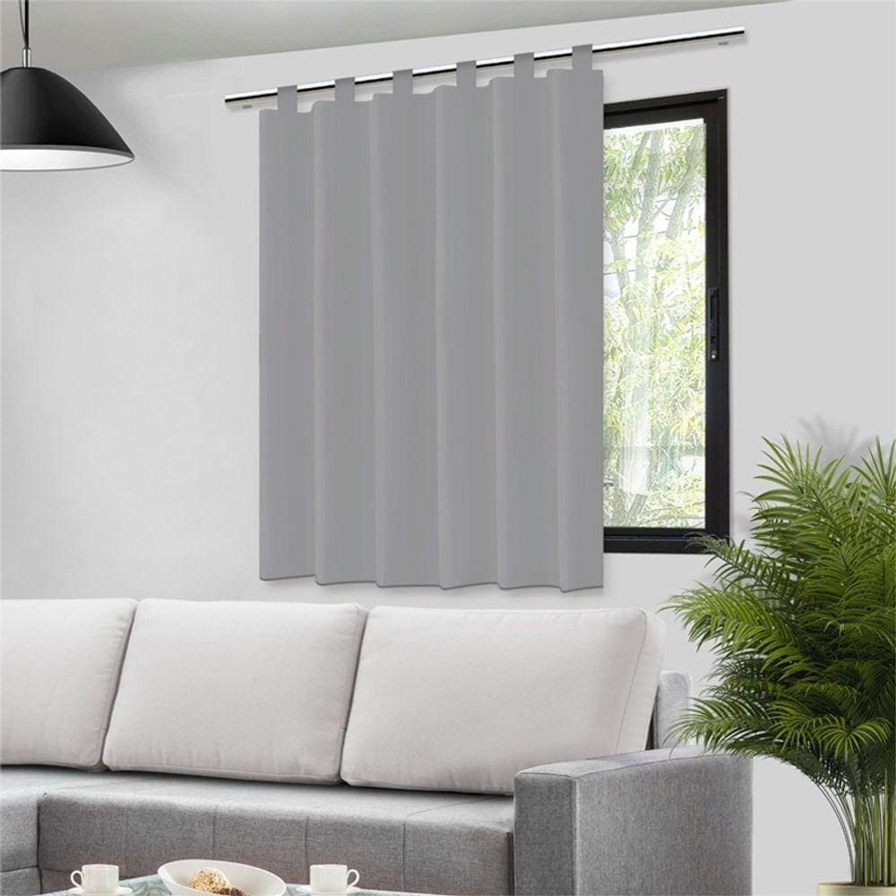 Cortina Blecaute Blackout Película Cinza Corta Luz Com Alça - 140X140cm