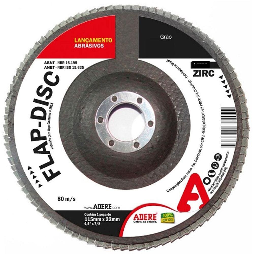 Disco Lixa FLAP Zirconio 115MM Azul Adere DFZ80