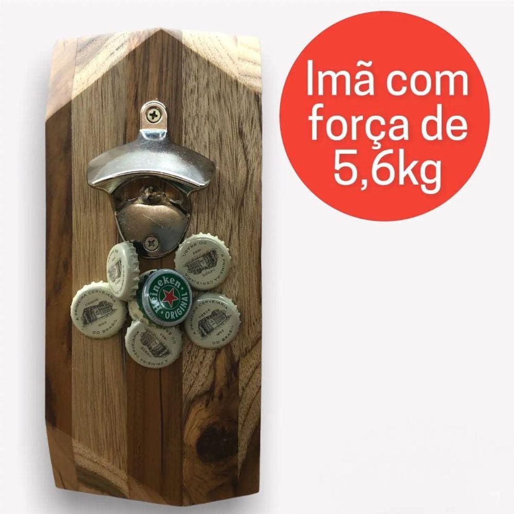 Abridor De Garrafa De Parede Madeira Teca Maciça