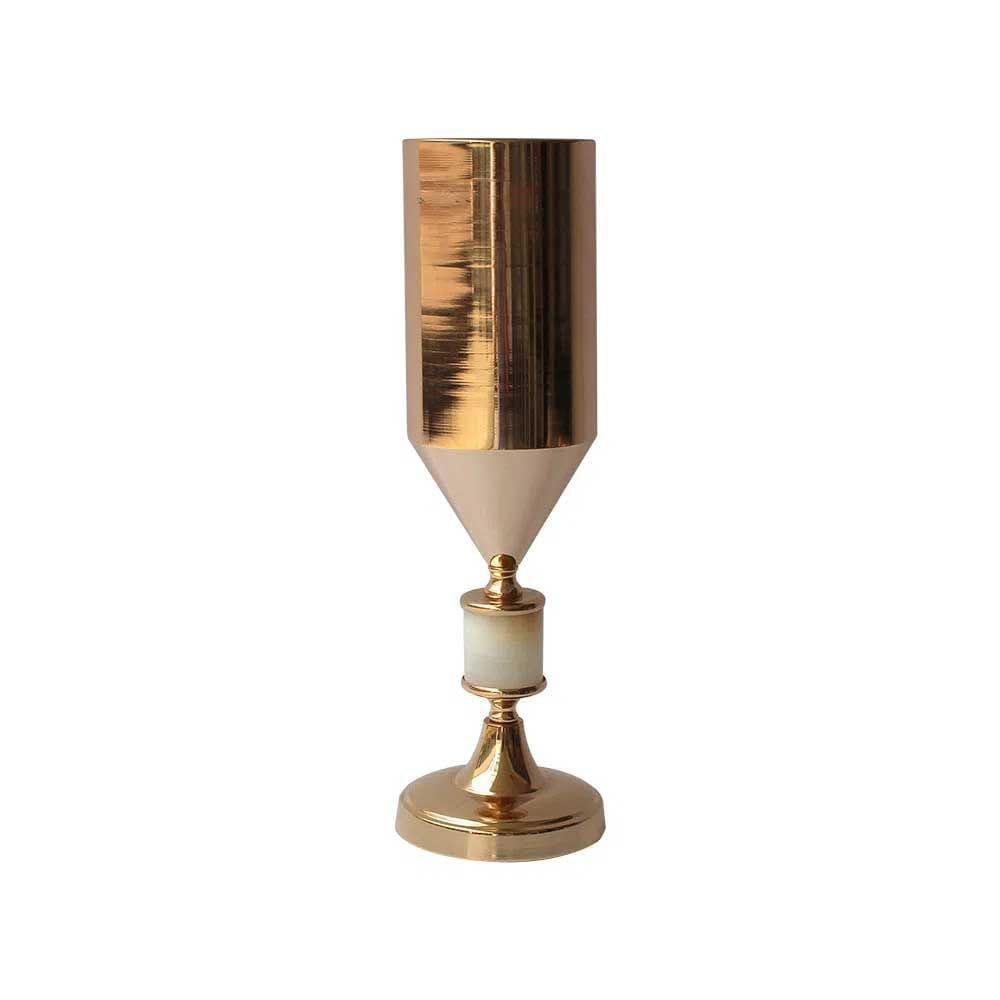 Castiçal Porta Vela de Metal Dourado 43cm Decorativo