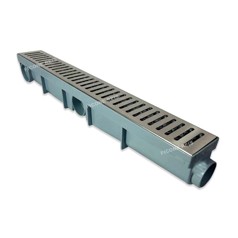 Ralo Linear 6x50 Inox modelo Tradicional com Tela Coletor Cinza Sequencial Saídas de 40mm