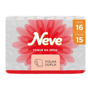 Papel Higiênico Folha Dupla Toque da Seda Leve 16 Pague 15 Rolos de 30m Neve