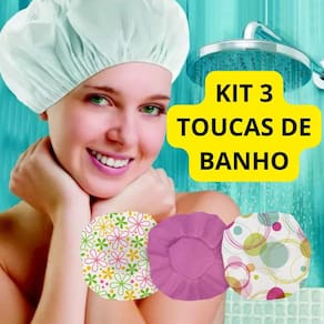 Kit 3 Touca De Banho Com Elástico Prova D`Água Reutilizável Estampas Diversas